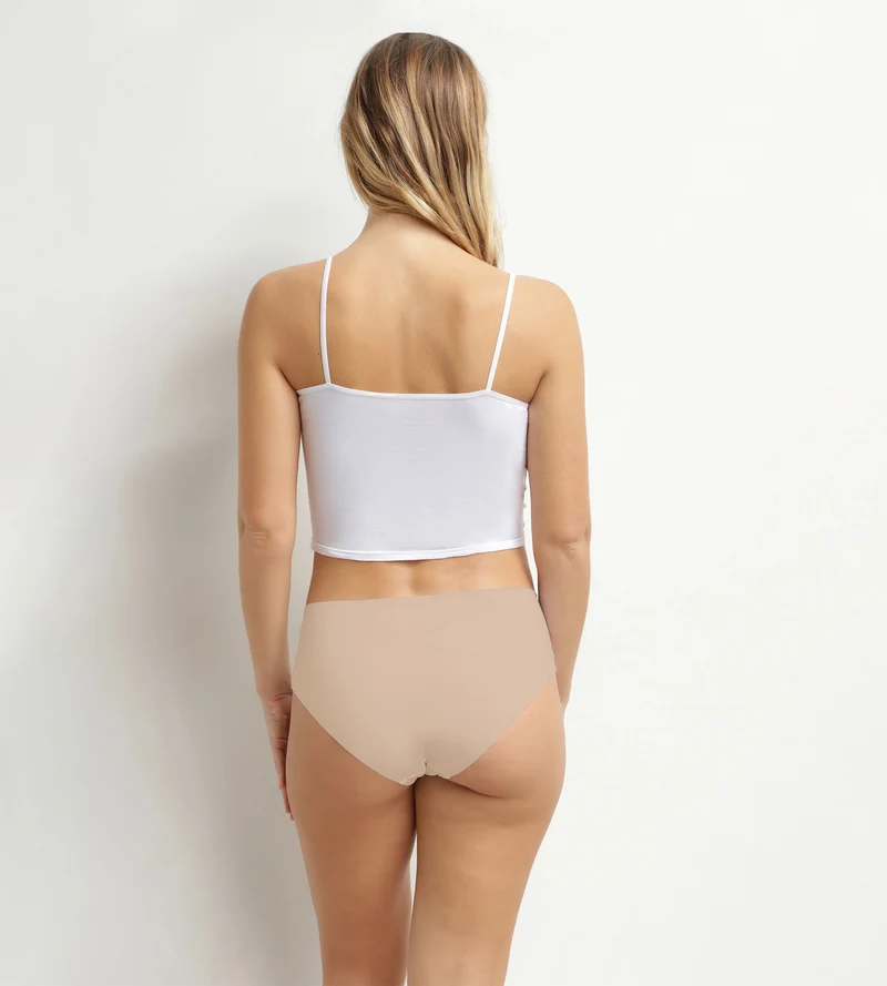 Unsichtbarer Slip mit hoher Taille für Damen aus Mikrofaser Nude Dim