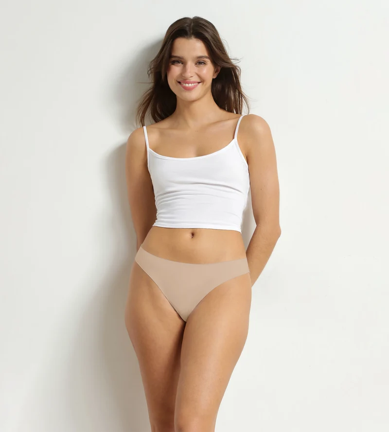 Unsichtbarer Damen-String aus Mikrofaser Nude Dim