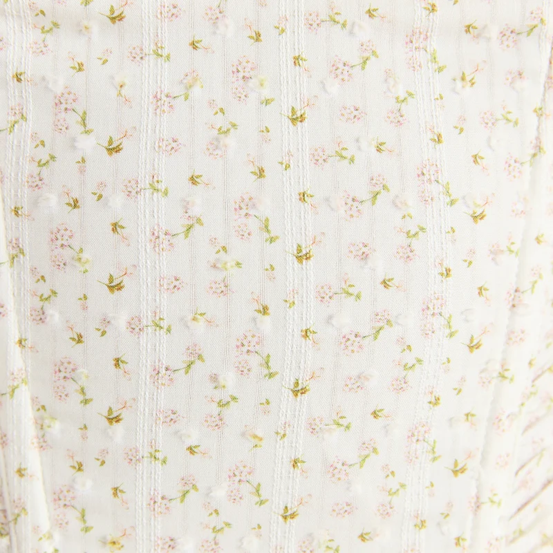 Ruched Corset Top - Cream Floral