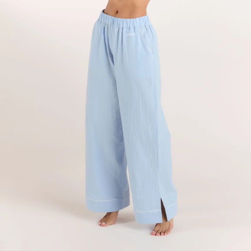 Textured Cotton Pyjama Bottoms - Blue