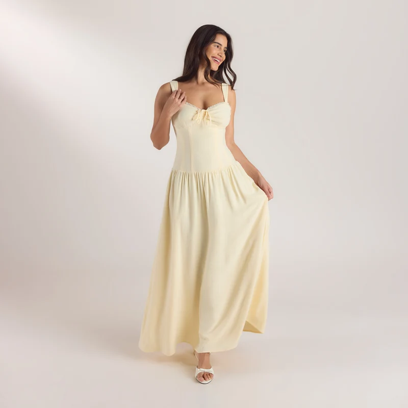 Drop-Waist Maxi Dress - Lemon