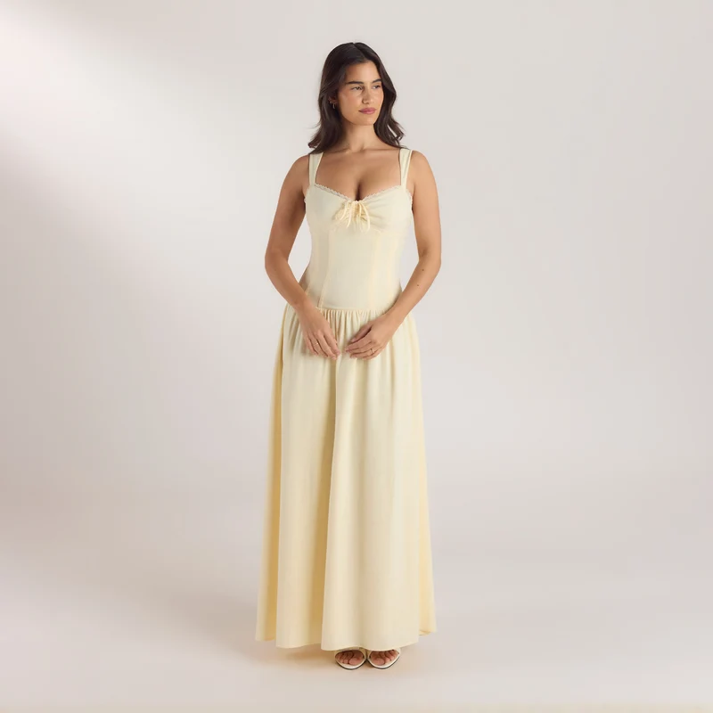 Drop-Waist Maxi Dress - Lemon