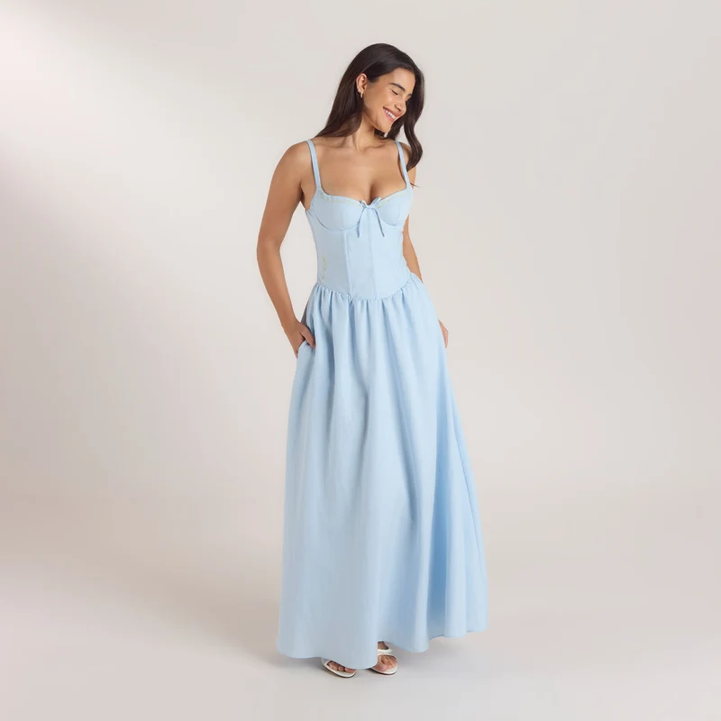 Corset Maxi Dress - Blue