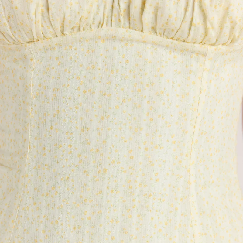 Corset Back Mini Dress - Lemon Floral