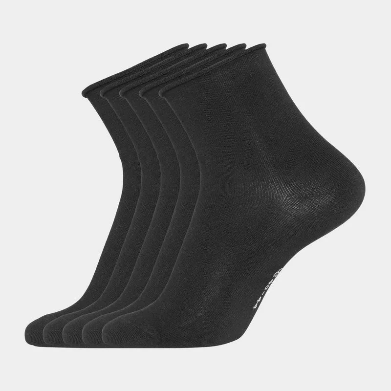 5er Pack Schwarze Bambussocken mit Rollrand (Low Cut)