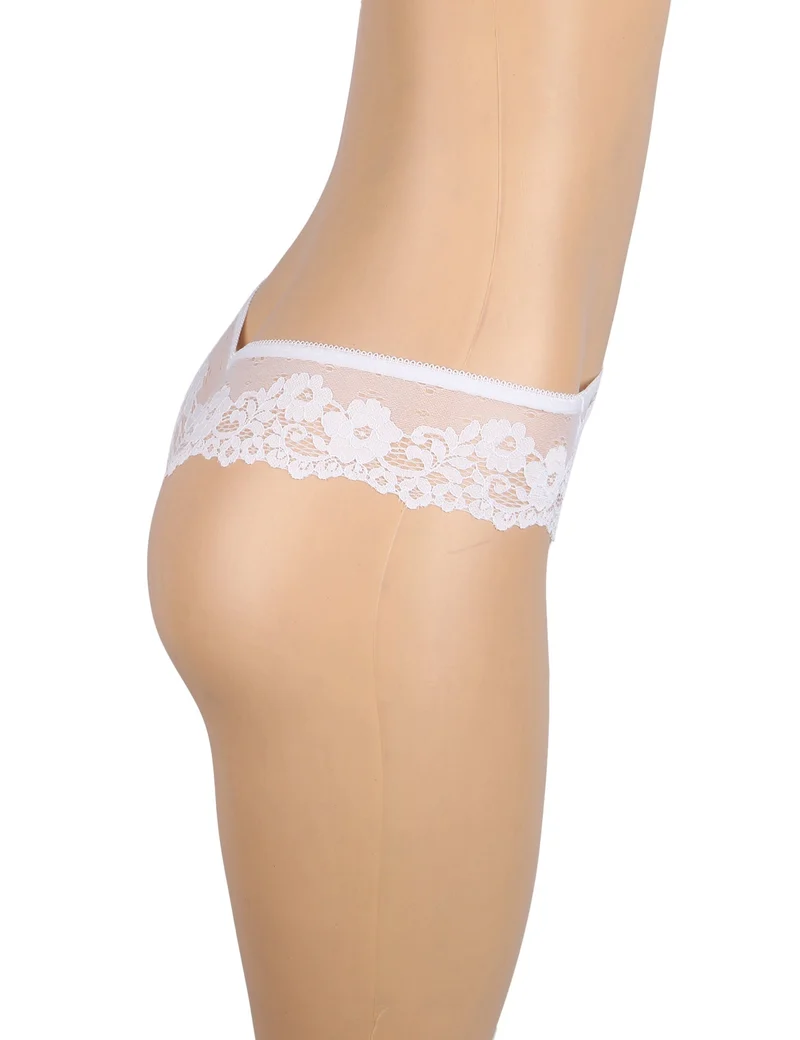 Weißer Slip aus floraler Spitze mit Baumwollfutter