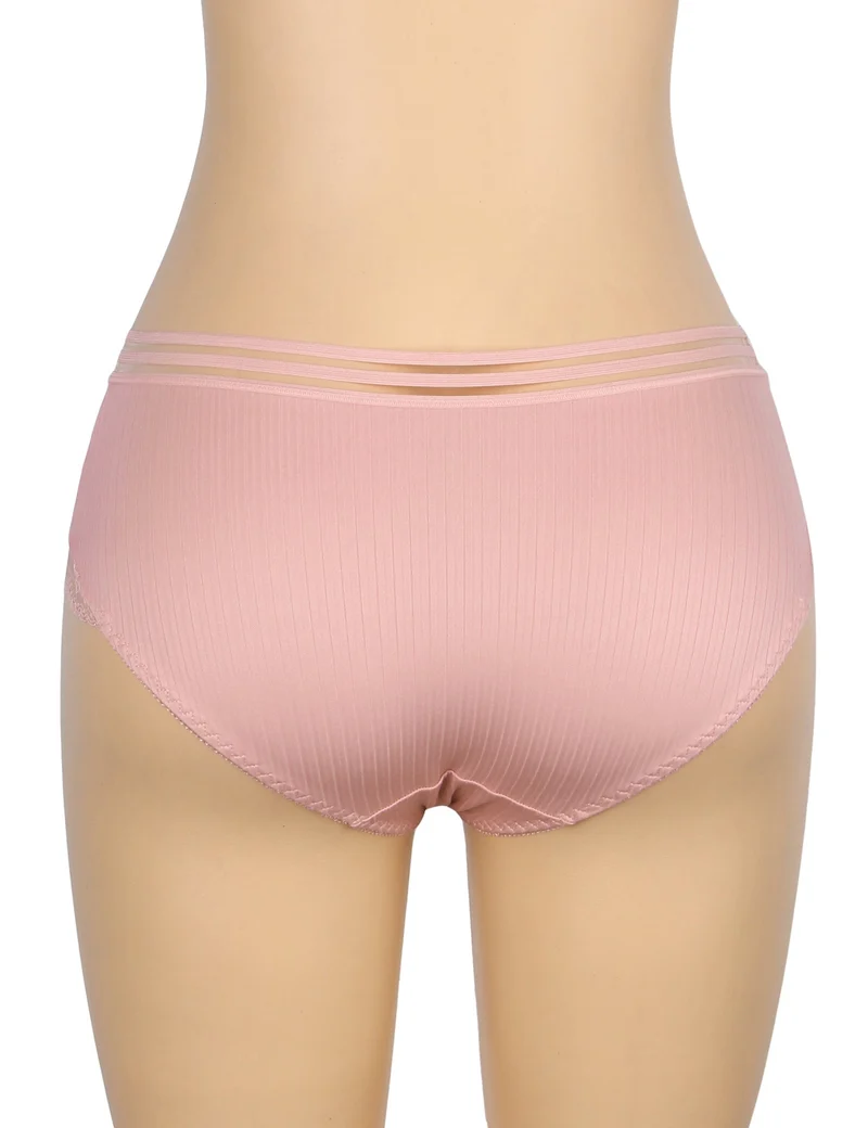Rosa gestreifter Slip mit Spitzenbesatz und Baumwollzwickel