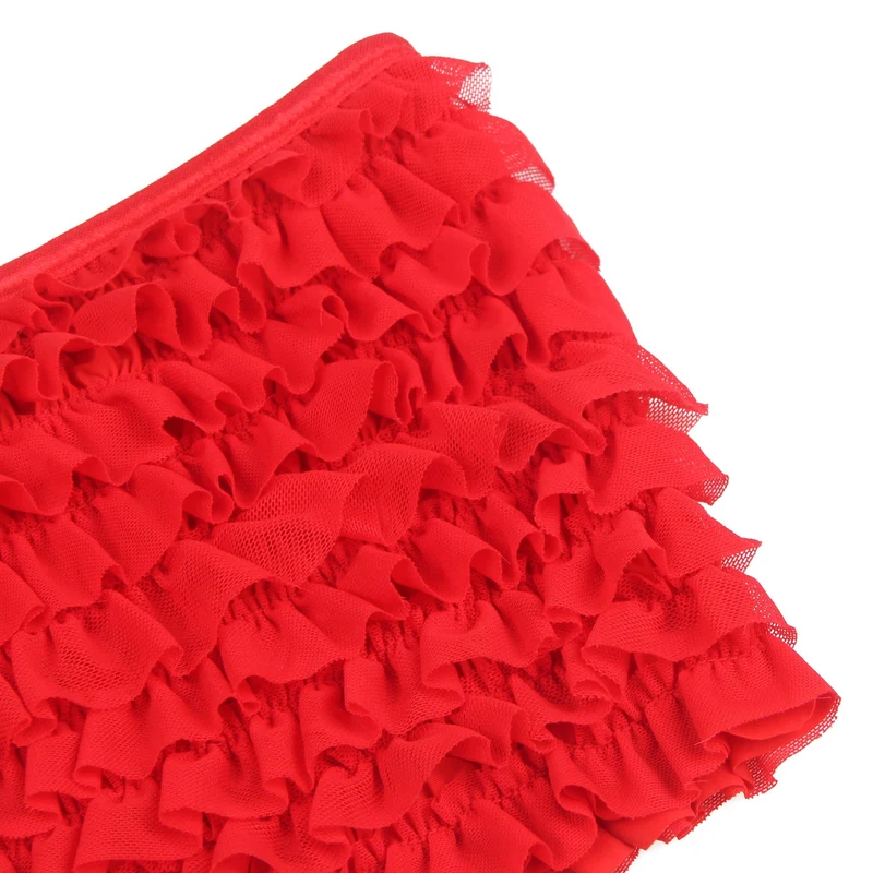 Roter Mesh-Rüschenslip mit Schleifendetail und Badestofffutter