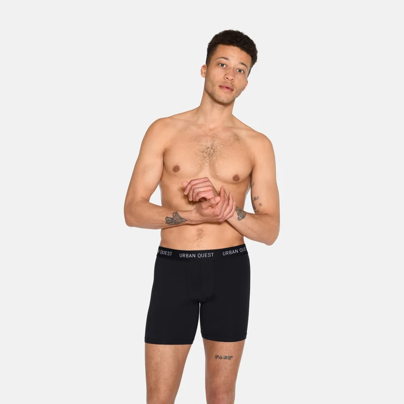 3er Pack Schwarze Bambus Unterhosen mit langen Beinen