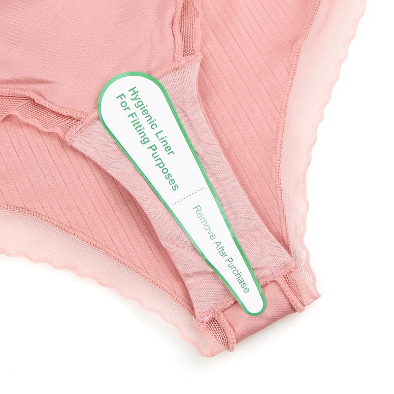 Rosa gestreifter Slip mit Mesh-Einsatz vorne und 3D-Schleife