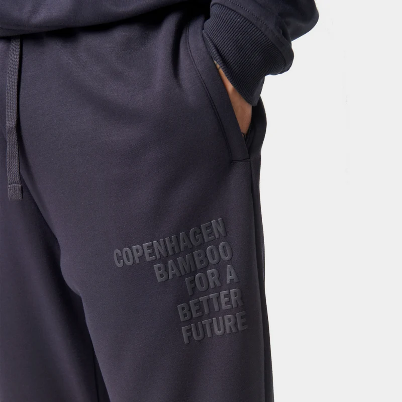 Graue Bambus-Sweatpants mit Logo