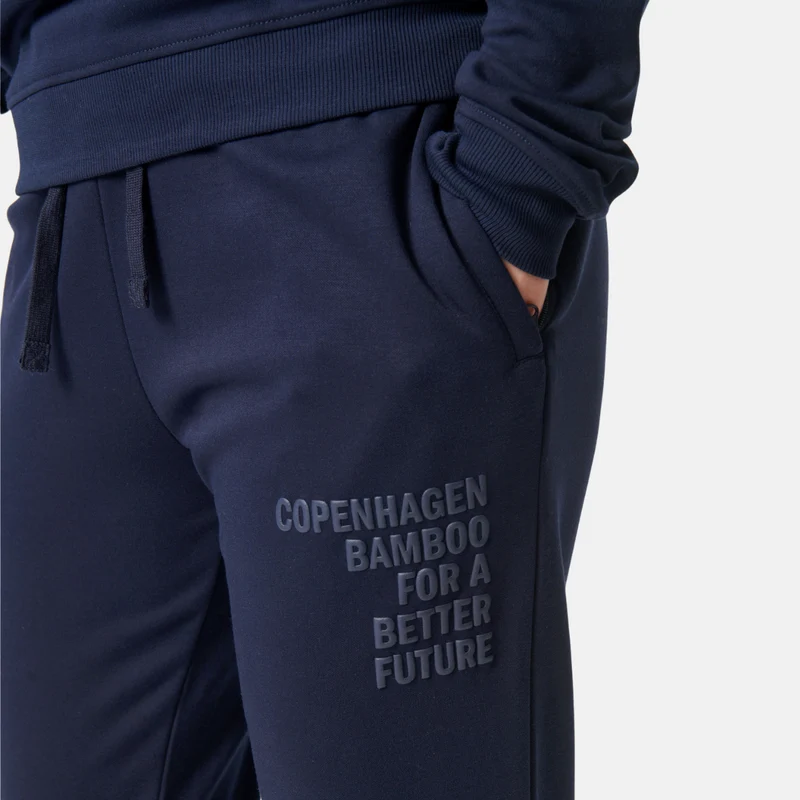 Blaue Bambus-Sweatpants mit Logo