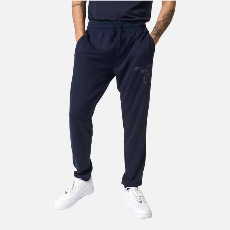 Blaue Bambus-Sweatpants mit Logo