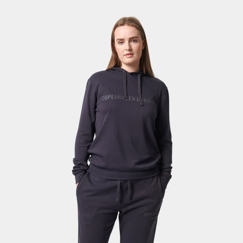 Grauer Kapuzenpulli aus Bambus mit Logo