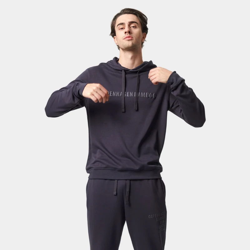 Grauer Kapuzenpulli aus Bambus mit Logo