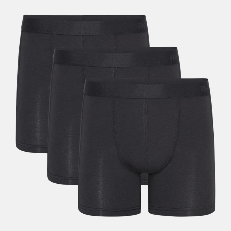 3er Pack Schwarze Bambus Unterhosen mit langen Beinen