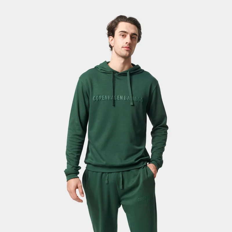Grüner Bambus-Kapuzenpullover mit Logo