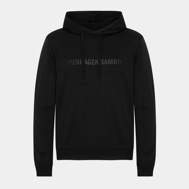 Schwarzer Kapuzenpulli aus Bambus mit Logo