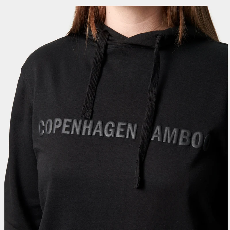 Schwarzer Kapuzenpulli aus Bambus mit Logo