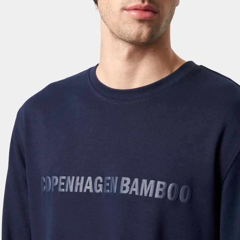 Blaues Sweatshirt aus Bambus mit Logo