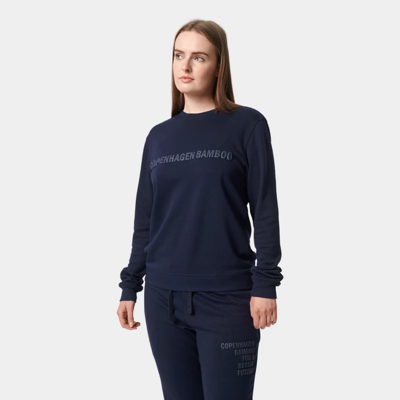 Blaues Sweatshirt aus Bambus mit Logo