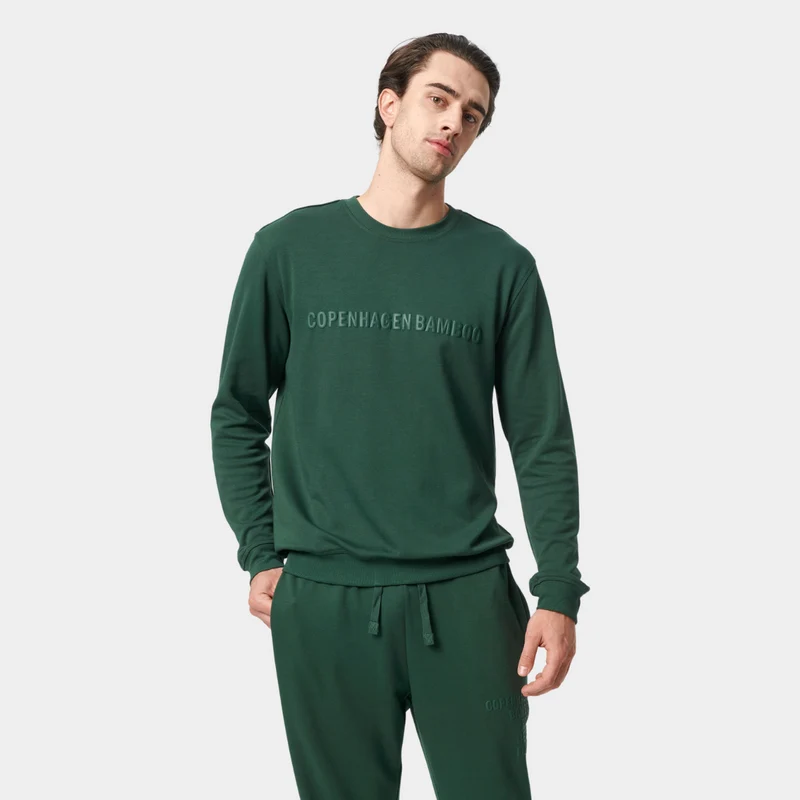 Grünes Sweatshirt aus Bambus mit Logo