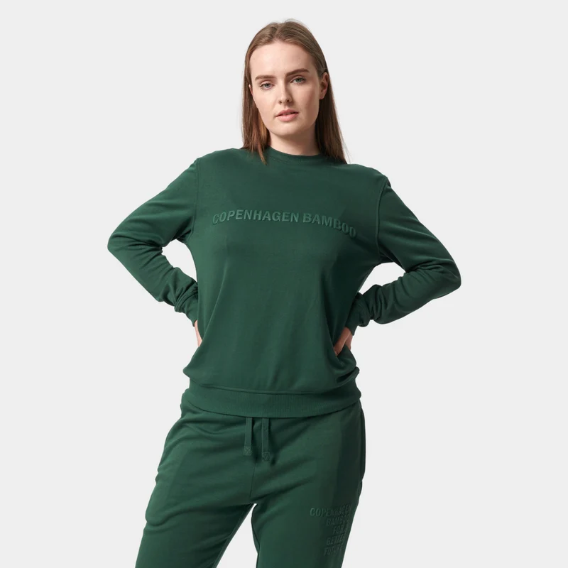 Grünes Sweatshirt aus Bambus mit Logo