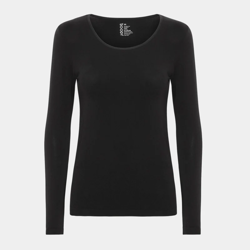 Schwarzes Langarm-T-Shirt aus Bambus