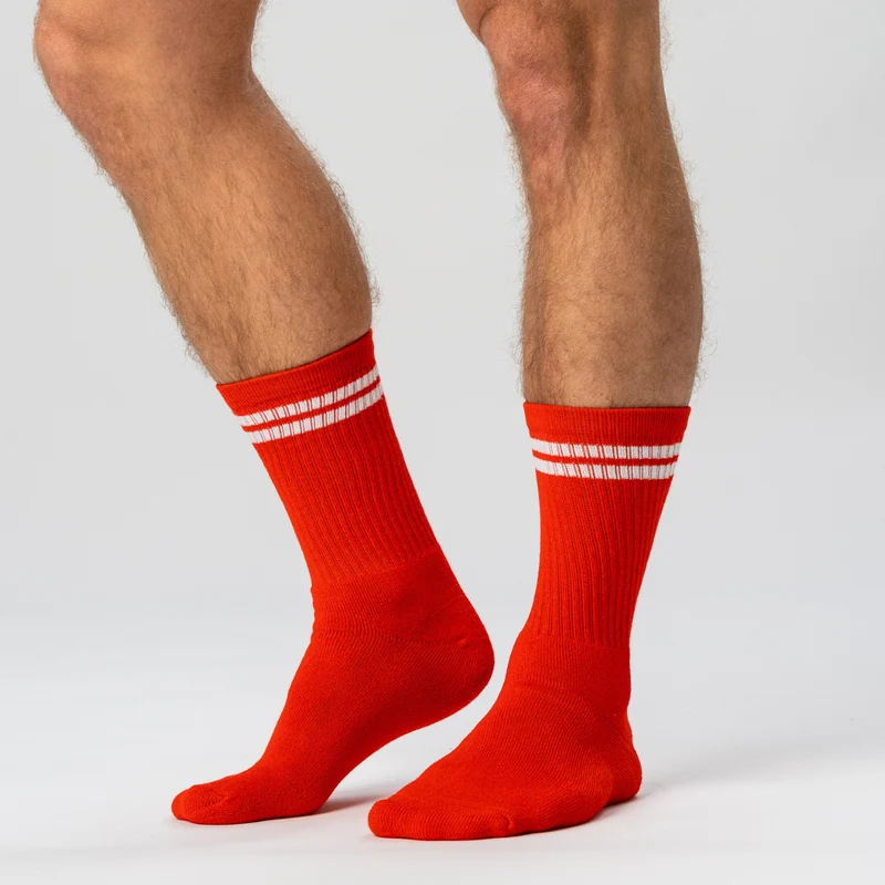 3er-Pack rote Bambus-Tennissocken