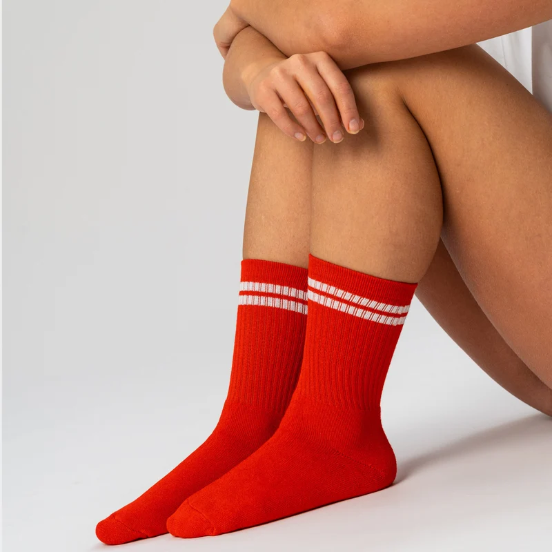 3er-Pack rote Bambus-Tennissocken