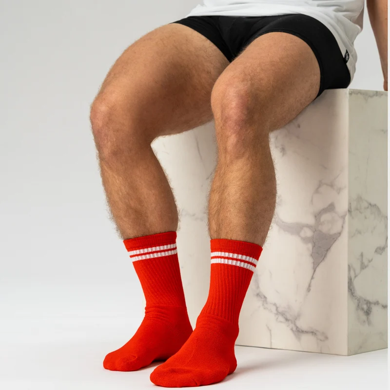3er-Pack rote Bambus-Tennissocken