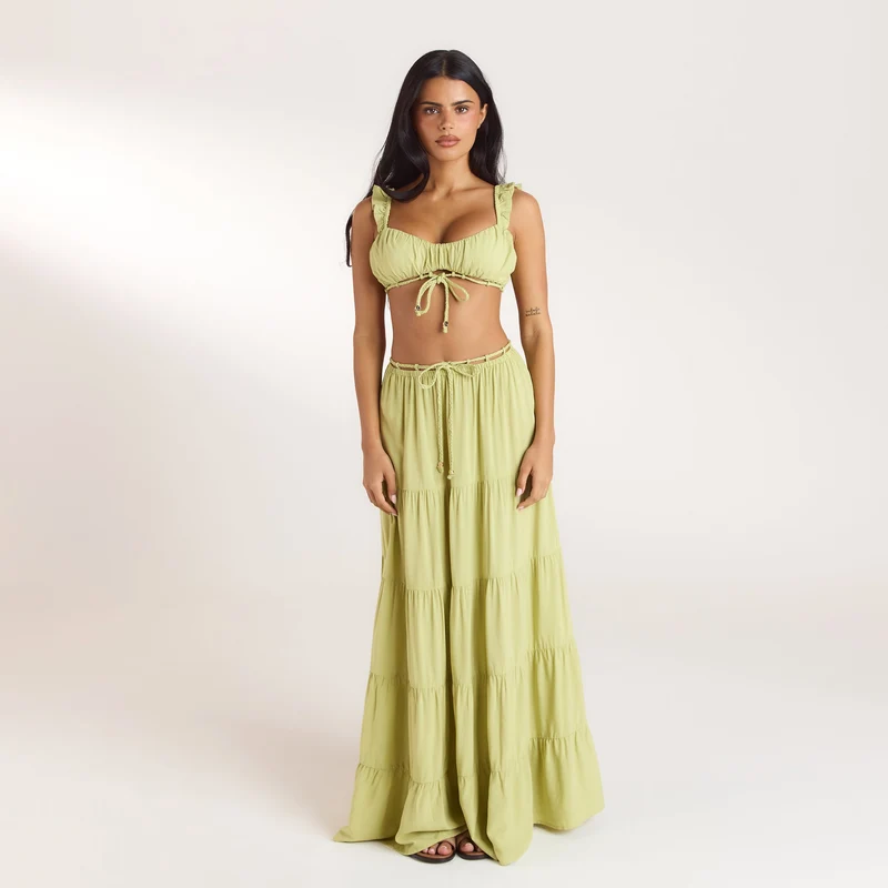 Ruched Bralette (Set) - Washed Lime