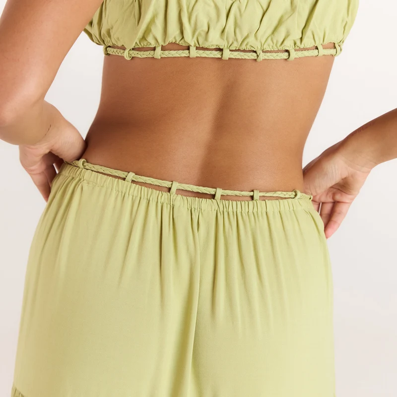 Ruched Bralette (Set) - Washed Lime
