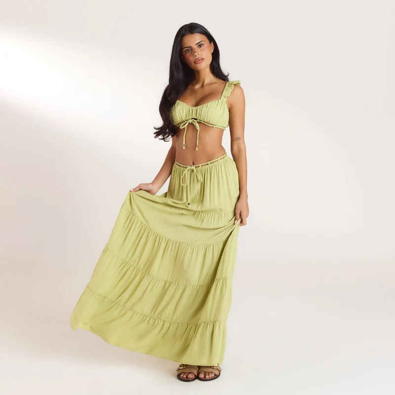 Ruched Bralette (Set) - Washed Lime