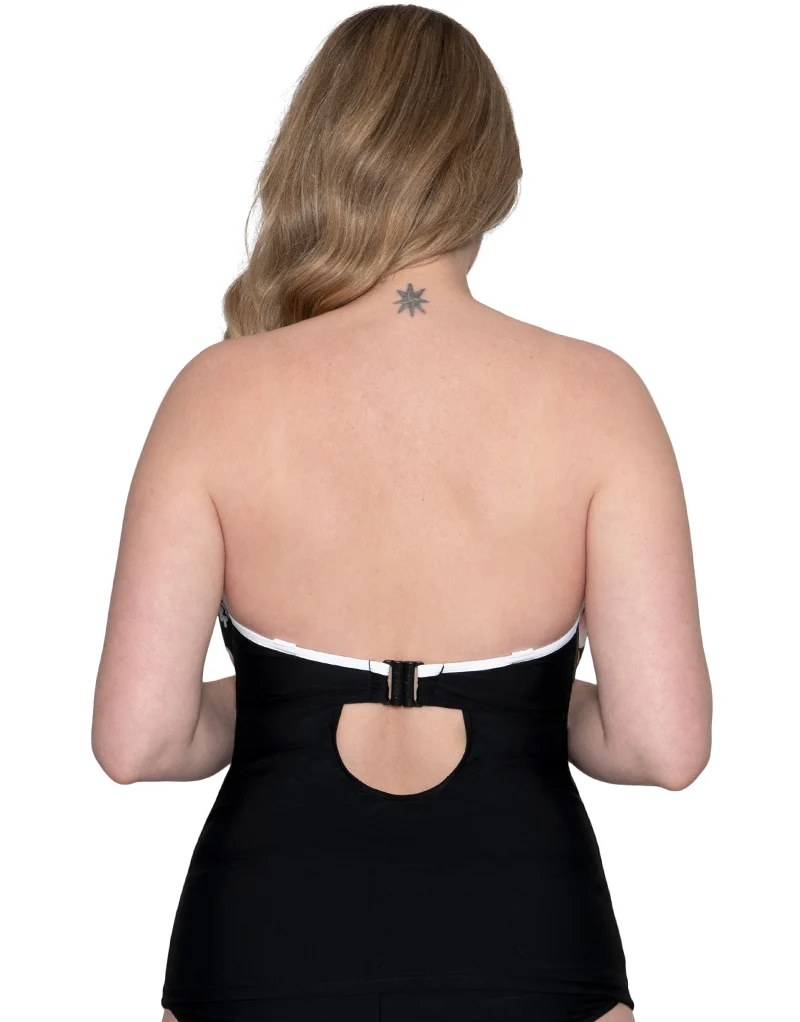 Curvy Kate Tropicana Bandeau Tankini Top Black Print