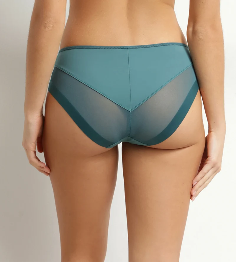 Halbtransparenter Slip für Damen aus grüner Mikrofaser von Dim Generous