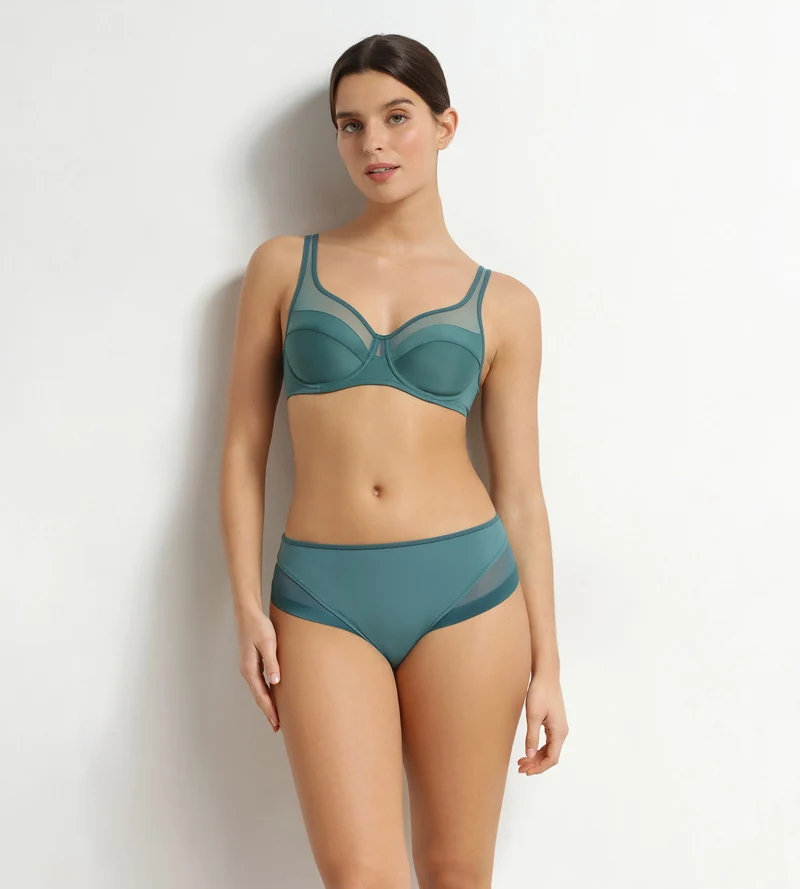 Halbtransparenter Slip für Damen aus grüner Mikrofaser von Dim Generous