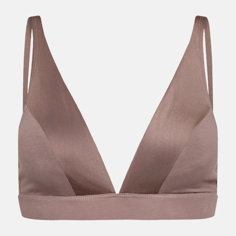Taupefarbener Bambus-Dreieck-BH mit femininen Details