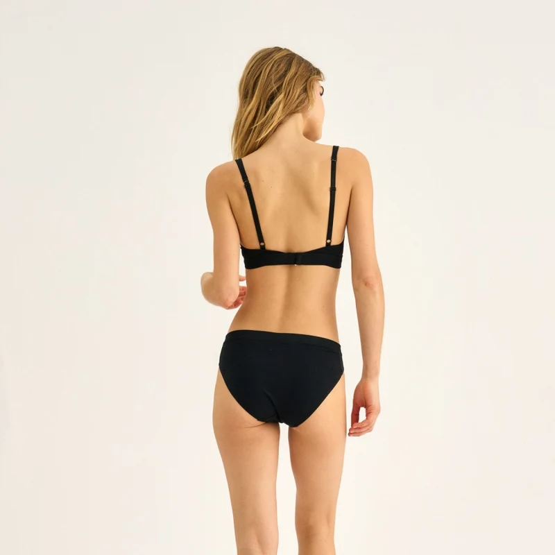 Schwarzer Bambus-Triangel-BH mit femininen Details