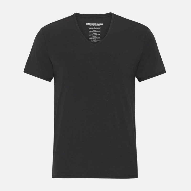 2er-Pack Schwarzes schmal geschnittenes Bambus-T-Shirt mit V-Ausschnitt