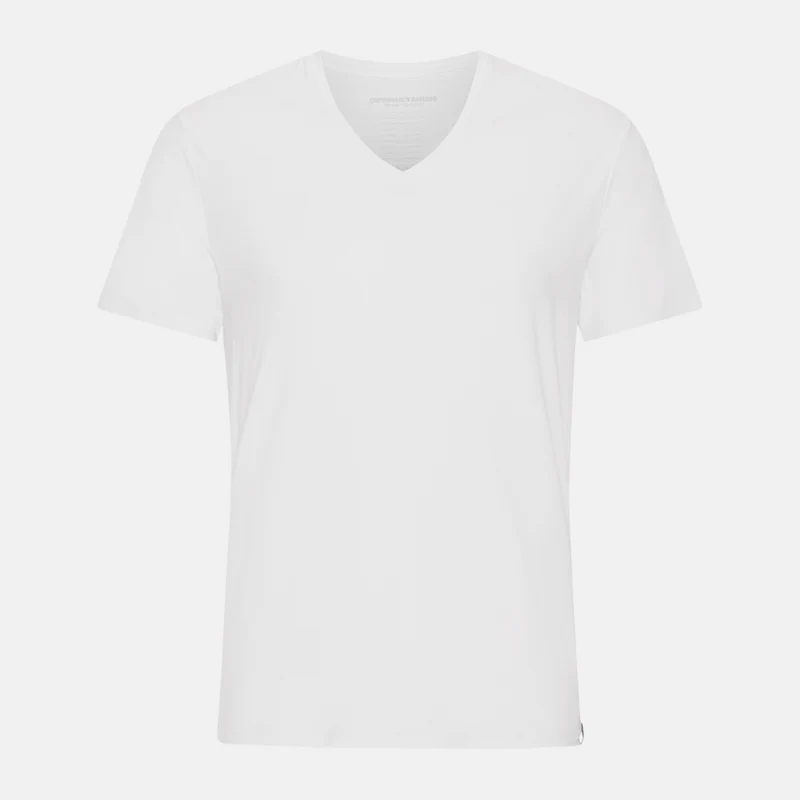2er-Pack Weißes schmal geschnittenes Bambus-T-Shirt mit V-Ausschnitt