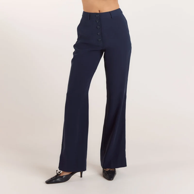 90s Straight-Leg Trousers - Navy