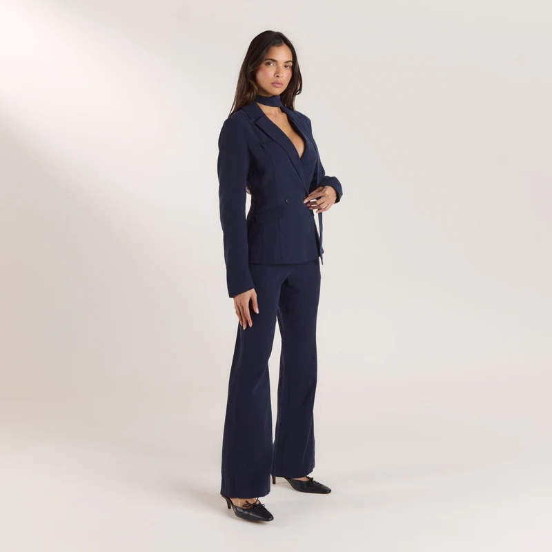 90s Straight-Leg Trousers - Navy