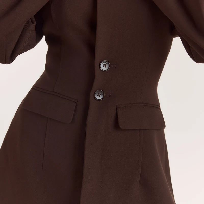 Structured Blazer Dress - Chocolate