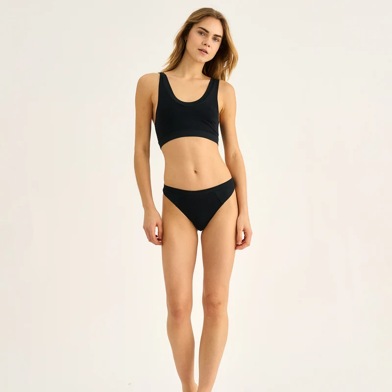 Schwarzer Bambus G-String Panty