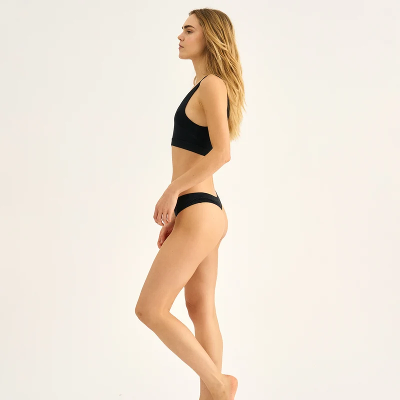 Schwarzer Bambus G-String Panty