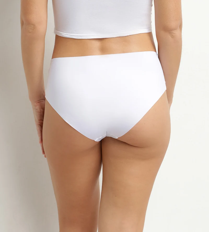 Unsichtbarer Slip mit hoher Taille für Damen aus Mikrofaser Weiß Dim