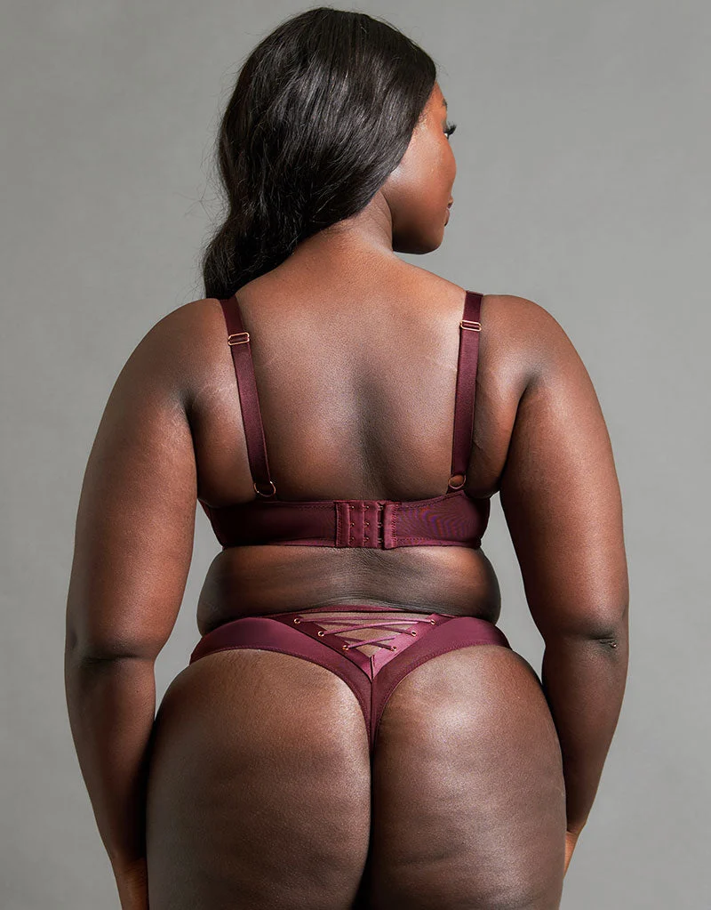 Scantilly Laced Up Plunge Bra Merlot