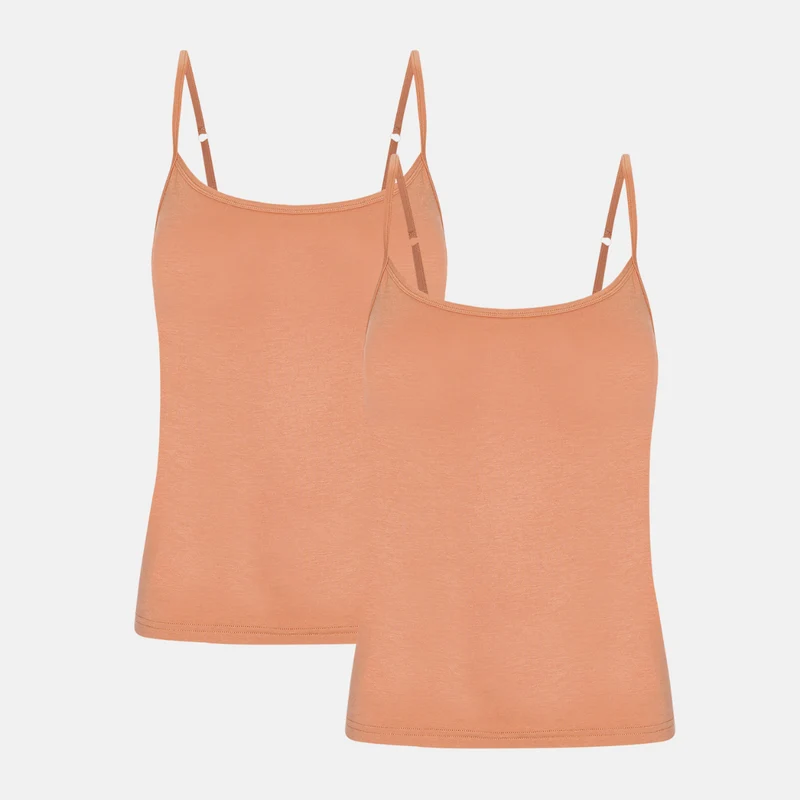 2er Pack Tan Bambus Top mit dünnen Trägern