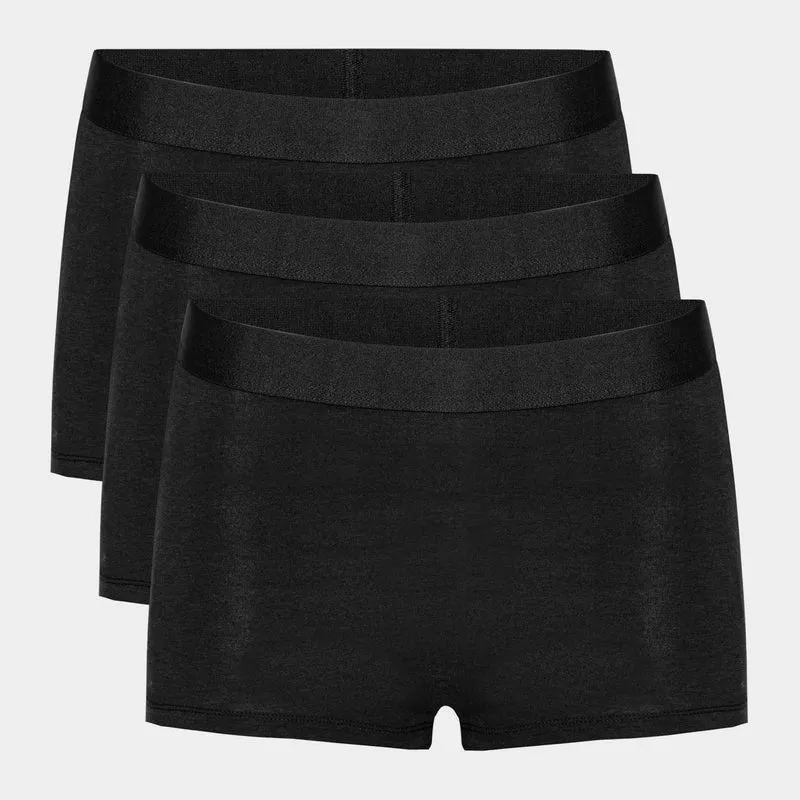 3er-Pack Schwarze Bambus-Hotpants